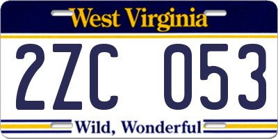 WV license plate 2ZC053