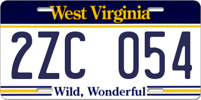 WV license plate 2ZC054