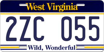 WV license plate 2ZC055