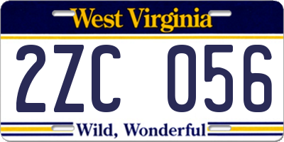 WV license plate 2ZC056