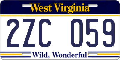 WV license plate 2ZC059