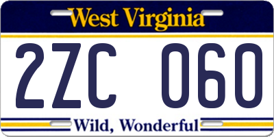 WV license plate 2ZC060