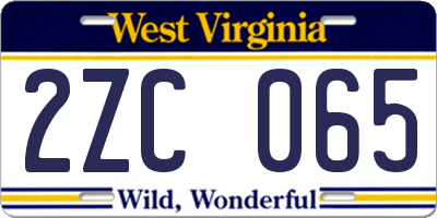 WV license plate 2ZC065
