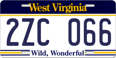 WV license plate 2ZC066