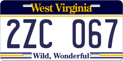 WV license plate 2ZC067