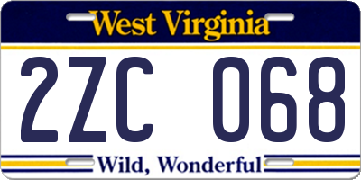 WV license plate 2ZC068