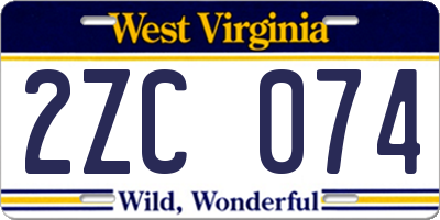 WV license plate 2ZC074