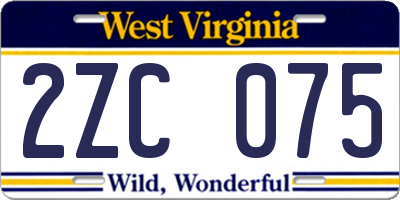 WV license plate 2ZC075
