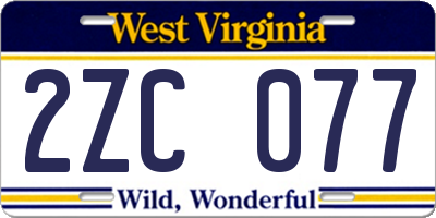 WV license plate 2ZC077