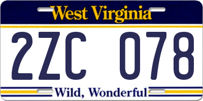 WV license plate 2ZC078