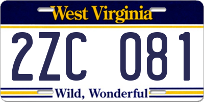 WV license plate 2ZC081