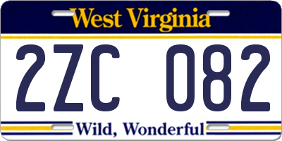 WV license plate 2ZC082