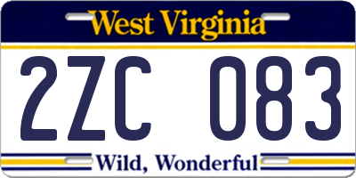 WV license plate 2ZC083