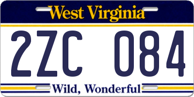 WV license plate 2ZC084