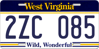 WV license plate 2ZC085