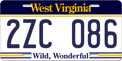 WV license plate 2ZC086