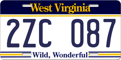 WV license plate 2ZC087