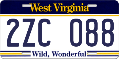 WV license plate 2ZC088