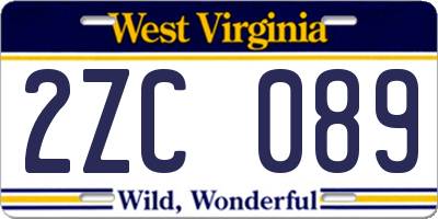 WV license plate 2ZC089