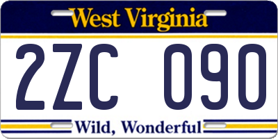 WV license plate 2ZC090