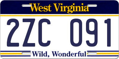 WV license plate 2ZC091