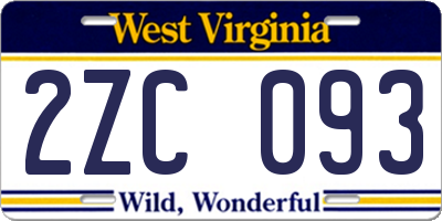 WV license plate 2ZC093