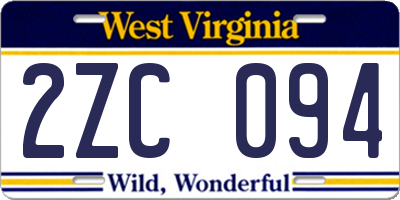 WV license plate 2ZC094