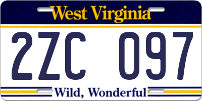 WV license plate 2ZC097