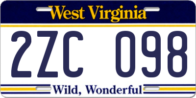 WV license plate 2ZC098