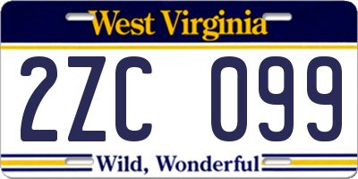 WV license plate 2ZC099