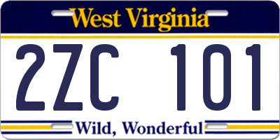 WV license plate 2ZC101