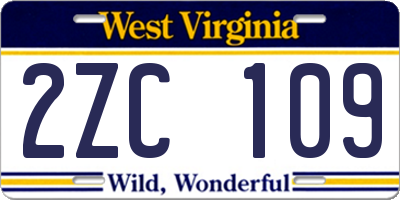 WV license plate 2ZC109