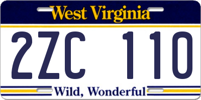 WV license plate 2ZC110