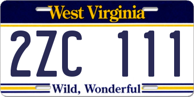 WV license plate 2ZC111