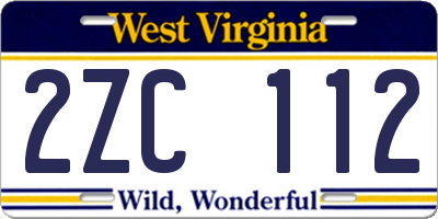 WV license plate 2ZC112