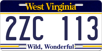 WV license plate 2ZC113