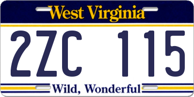WV license plate 2ZC115