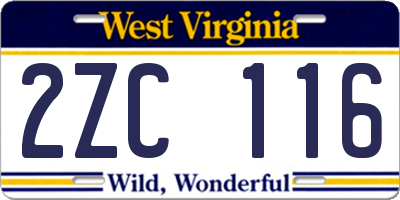 WV license plate 2ZC116