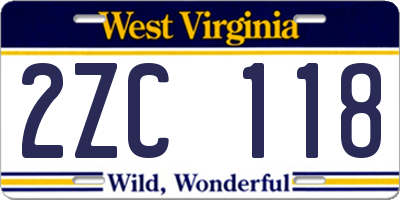 WV license plate 2ZC118