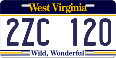 WV license plate 2ZC120