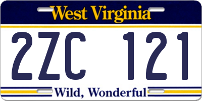 WV license plate 2ZC121
