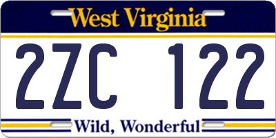 WV license plate 2ZC122