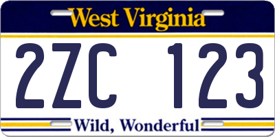 WV license plate 2ZC123