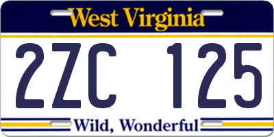 WV license plate 2ZC125
