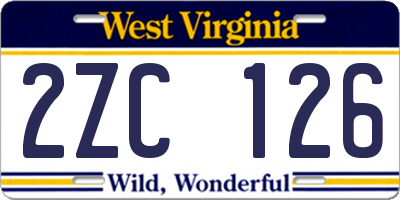 WV license plate 2ZC126