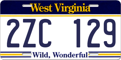 WV license plate 2ZC129