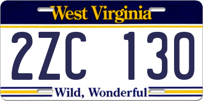 WV license plate 2ZC130