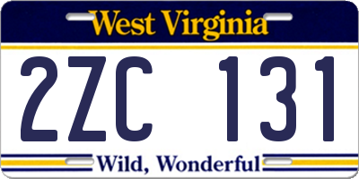 WV license plate 2ZC131