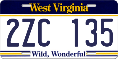 WV license plate 2ZC135