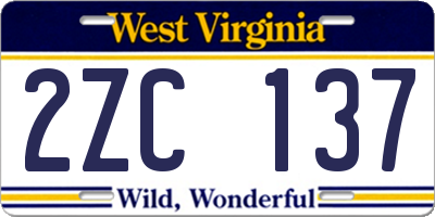 WV license plate 2ZC137